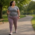 Woman with metabolic syndrome walking