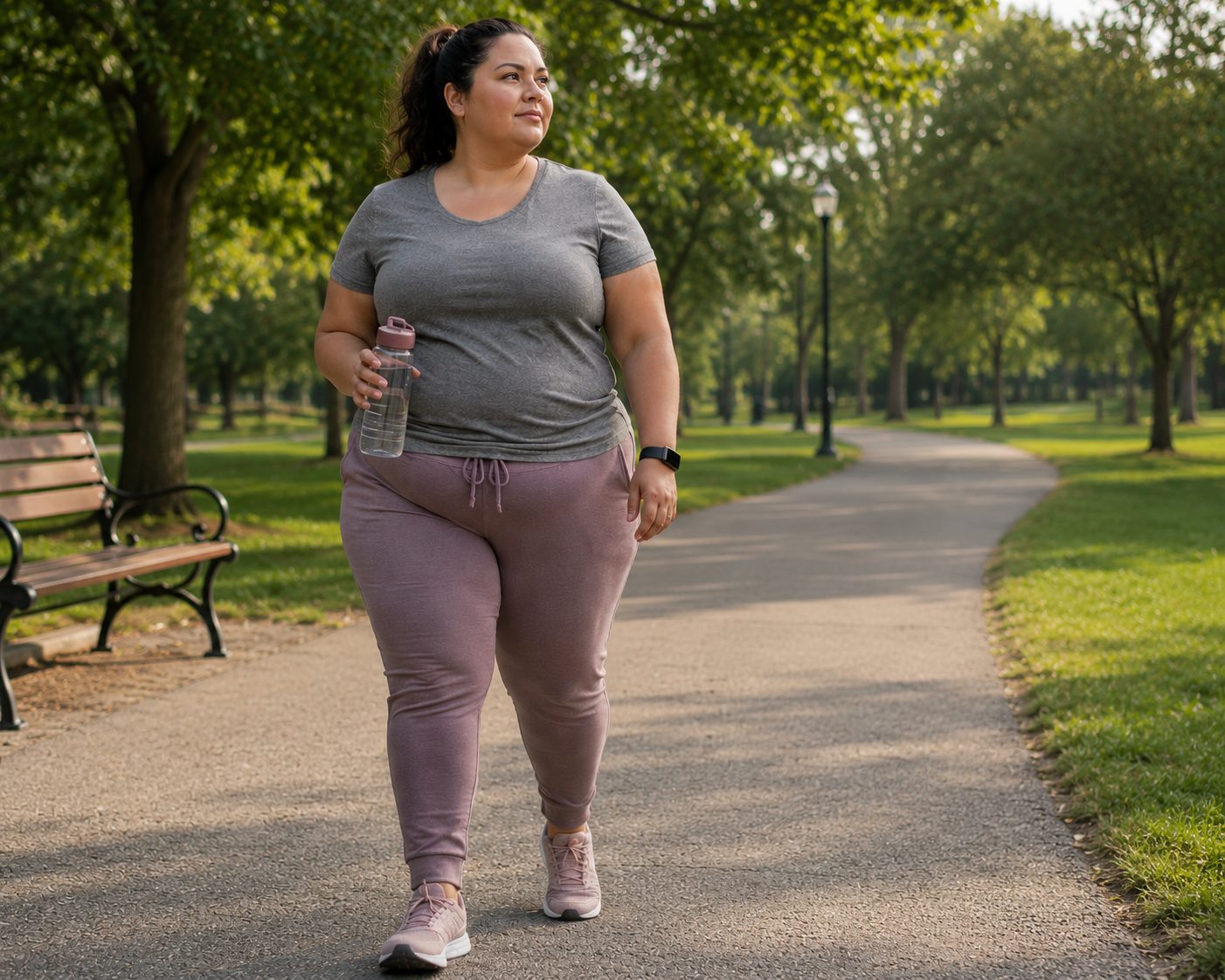 Woman with metabolic syndrome walking