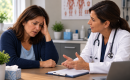 Doctor speaking with Tired patient