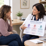 Doctor teaching a perimenopausal women about menopause